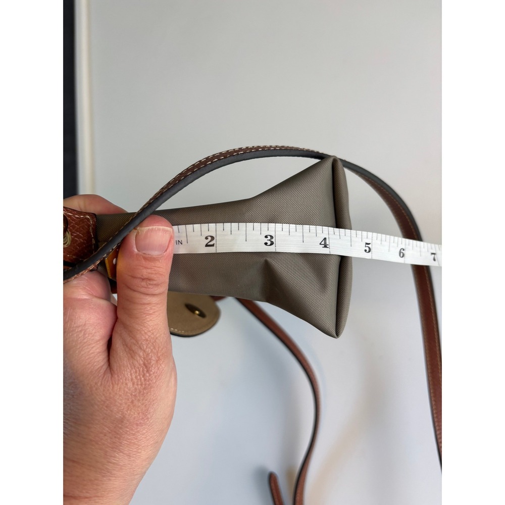Nylon Mini Crossbody Taupe Brown Zip Top - Picture 7 of 9